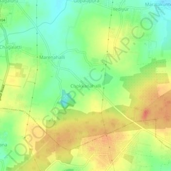 Mapa topográfico Chokkanahalli, altitud, relieve