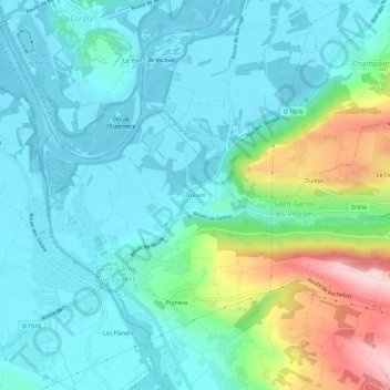 Mapa topográfico Truison, altitud, relieve