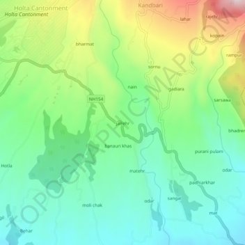 Mapa topográfico jalrehr, altitud, relieve