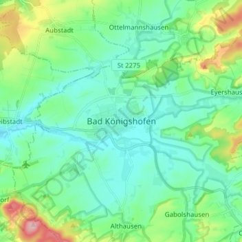 Mapa topográfico Bad Königshofen, altitud, relieve