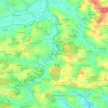 Mapa topográfico Gebensbach, altitud, relieve