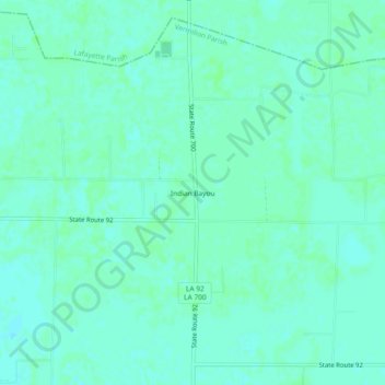 Mapa topográfico Indian Bayou, altitud, relieve