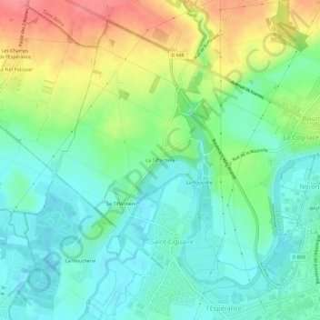 Mapa topográfico La Tiffardière, altitud, relieve