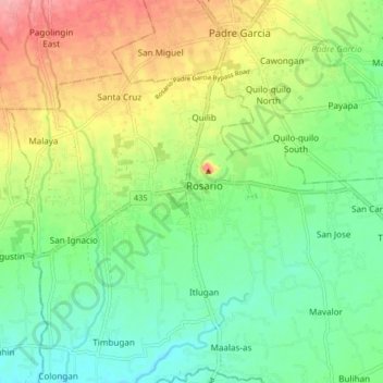 Mapa topográfico Rosario, altitud, relieve