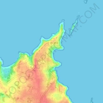 Mapa topográfico Port Mer, altitud, relieve