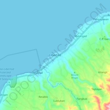 Mapa topográfico Libertad, altitud, relieve