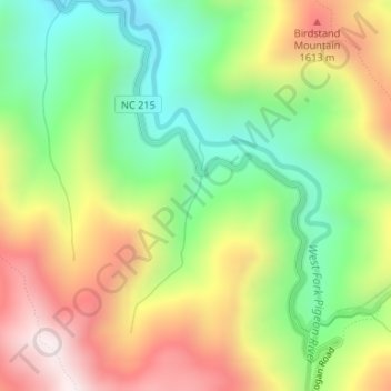 Mapa topográfico Little Bird Falls, altitud, relieve