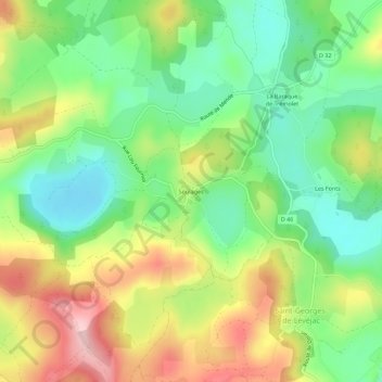 Mapa topográfico Soulages, altitud, relieve