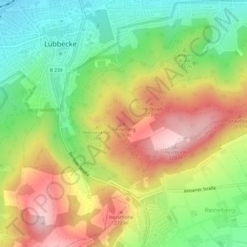Mapa topográfico Reineberg, altitud, relieve