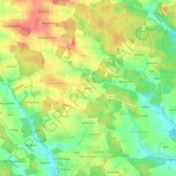 Mapa topográfico Hacken, altitud, relieve