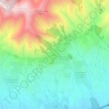 Mapa topográfico Mijas, altitud, relieve