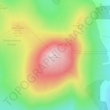 Mapa topográfico Slievenamon, altitud, relieve