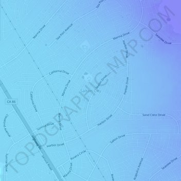 Mapa topográfico Salton City, altitud, relieve