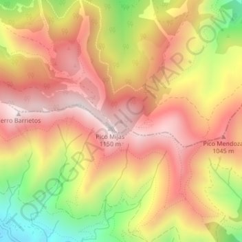 Mapa topográfico Sierra de Mijas, altitud, relieve