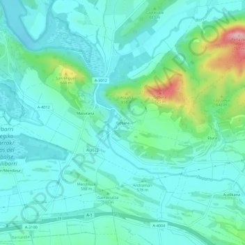 Mapa topográfico Guevara, altitud, relieve