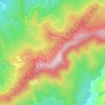 Mapa topográfico Coti-Chiavari, altitud, relieve