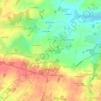 Mapa topográfico Le Pas Boschet, altitud, relieve