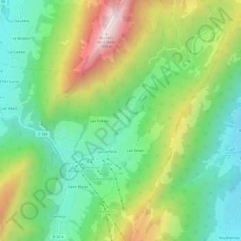 Mapa topográfico Le Couvent, altitud, relieve