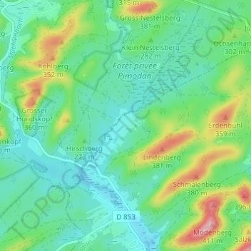 Mapa topográfico Neudoerfel, altitud, relieve