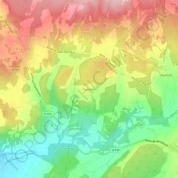 Mapa topográfico Toutyfaut, altitud, relieve