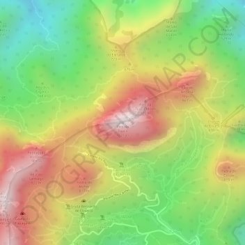 Mapa topográfico Pico da Tijuca, altitud, relieve