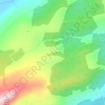 Mapa topográfico Knockrour, altitud, relieve