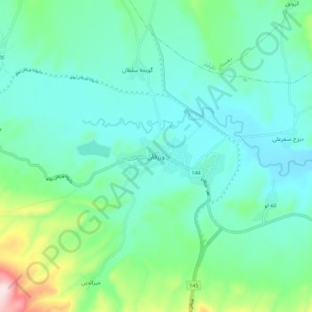 Mapa topográfico Varziqan, altitud, relieve