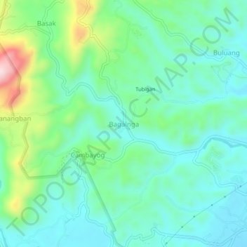 Mapa topográfico Bagalnga, altitud, relieve