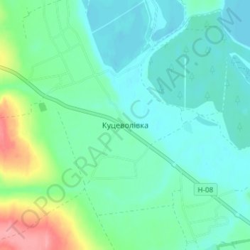 Mapa topográfico Куцеволовка, altitud, relieve