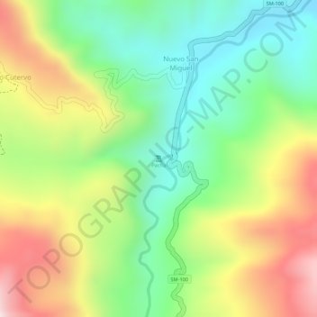 Mapa topográfico Pacha, altitud, relieve