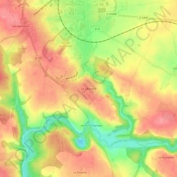 Mapa topográfico La Tabarière, altitud, relieve