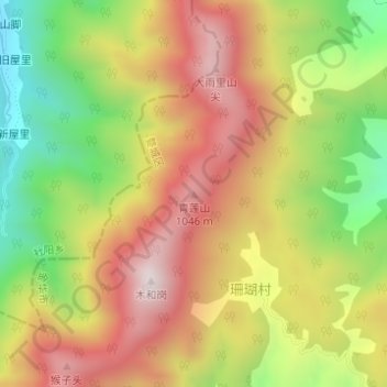 Mapa topográfico 青莲山, altitud, relieve