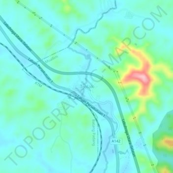 Mapa topográfico Trolak, altitud, relieve