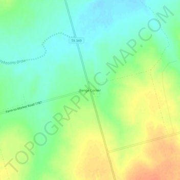 Mapa topográfico Benge Corner, altitud, relieve