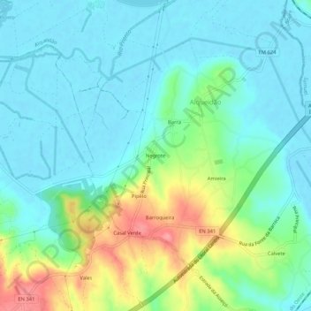 Mapa topográfico Negrote, altitud, relieve