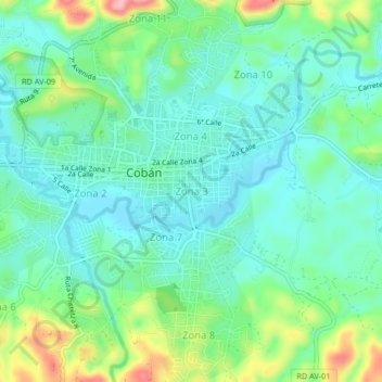 Mapa topográfico Zona 3, altitud, relieve