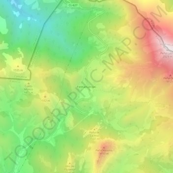 Mapa topográfico Piedrasluengas, altitud, relieve