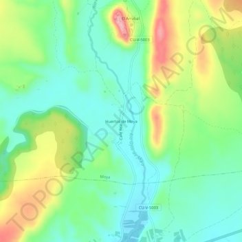 Mapa topográfico Huertos de Moya, altitud, relieve