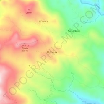 Mapa topográfico El Coyolar, altitud, relieve