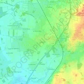 Mapa topográfico La Voltière, altitud, relieve