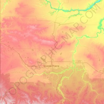 Mapa topográfico Sexsmith (town), altitud, relieve