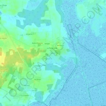 Mapa topográfico Hoscas, altitud, relieve