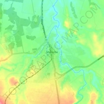 Mapa topográfico Mareeba, altitud, relieve