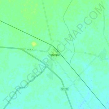 Mapa topográfico Puranpur, altitud, relieve