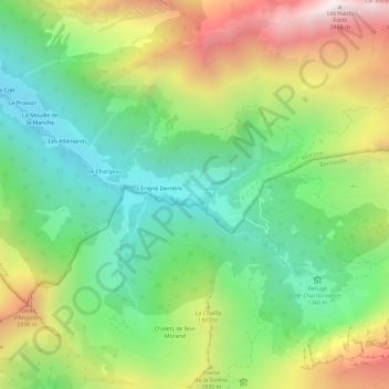 Mapa topográfico L'Érigné Devant, altitud, relieve