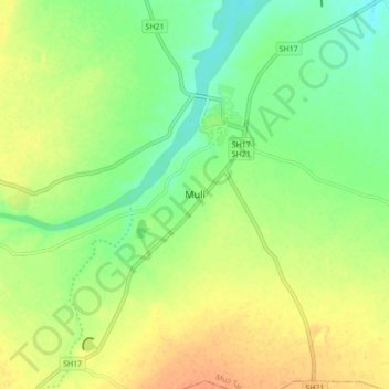 Mapa topográfico Muli, altitud, relieve