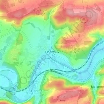 Mapa topográfico Floriffoux, altitud, relieve