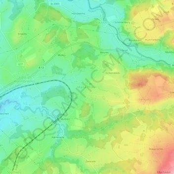 Mapa topográfico Maria-Thann, altitud, relieve