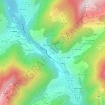 Mapa topográfico La Croix, altitud, relieve