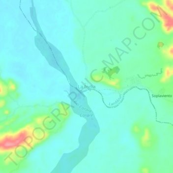 Mapa topográfico La India, altitud, relieve